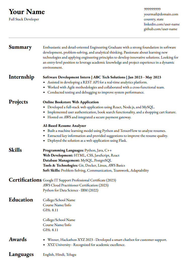 Instant Template Four